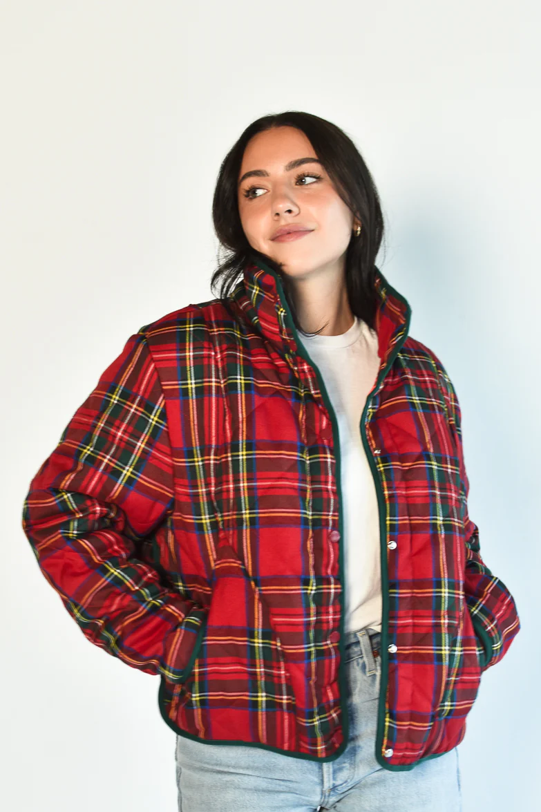 Holiday Cheer Red Tartan Plaid Jacket