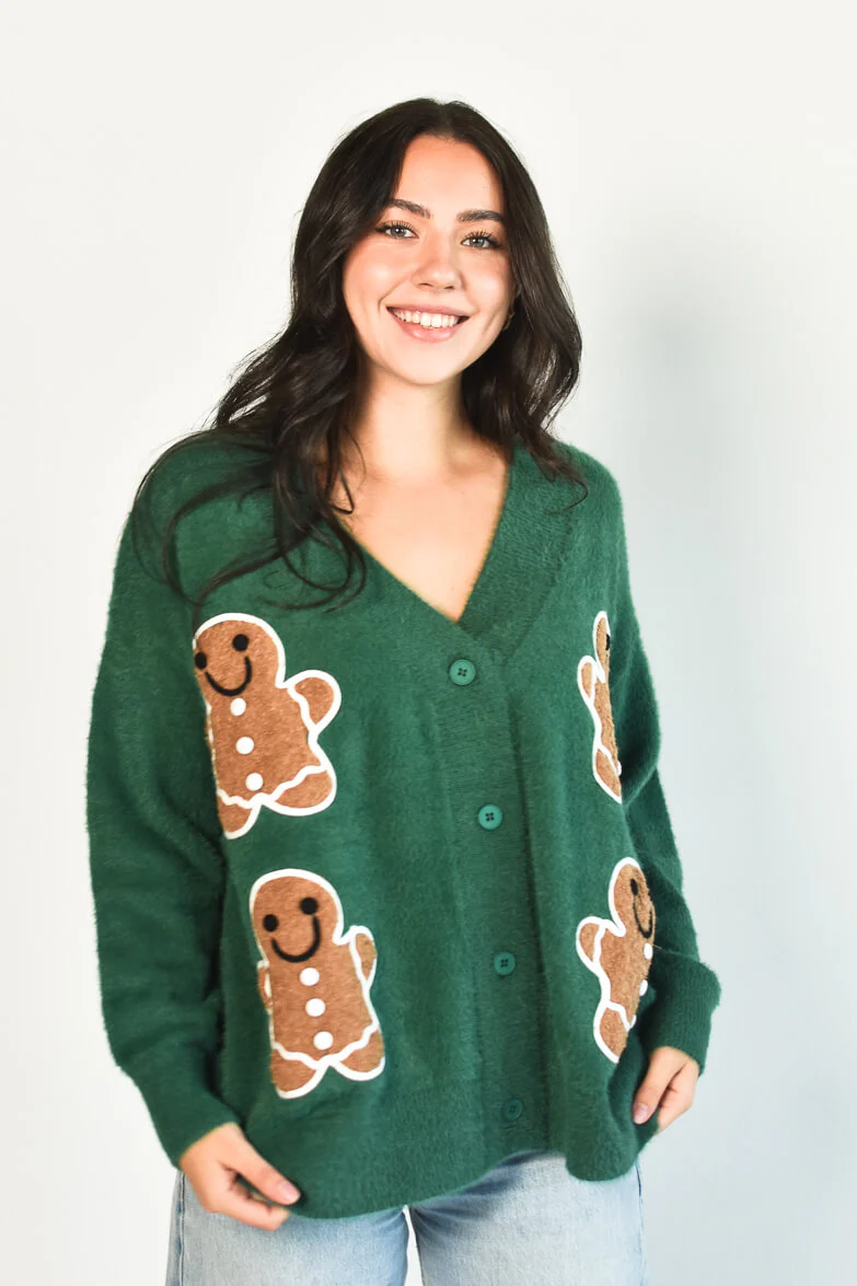 Gingerbread Man Varsity Cardigan