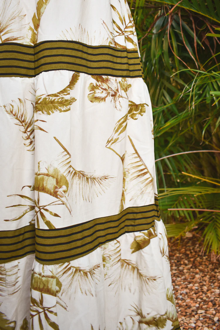 Playa Carillo Palm Print Maxi Dress - Olive
