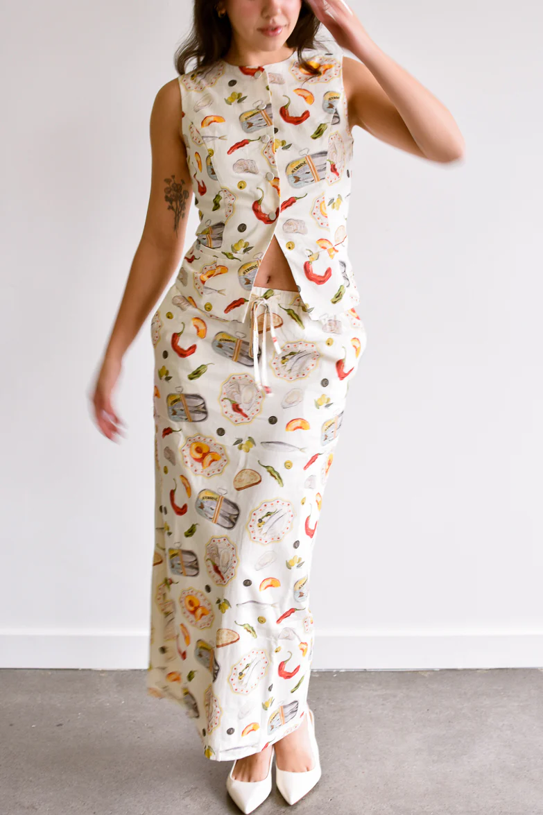 Praiano Food Print Maxi Skirt - FINAL SALE