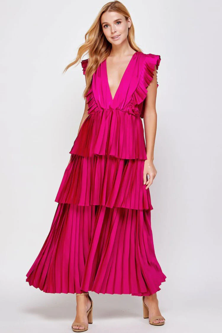 Clara Ruffle Tier Maxi Dress - Pink