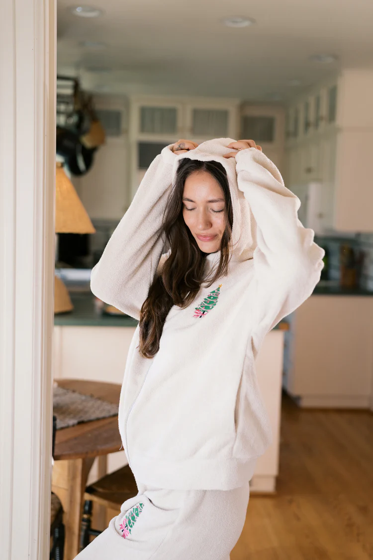 Embroidered Christmas Tree 2 Piece Sweatshirt and Joggers Set