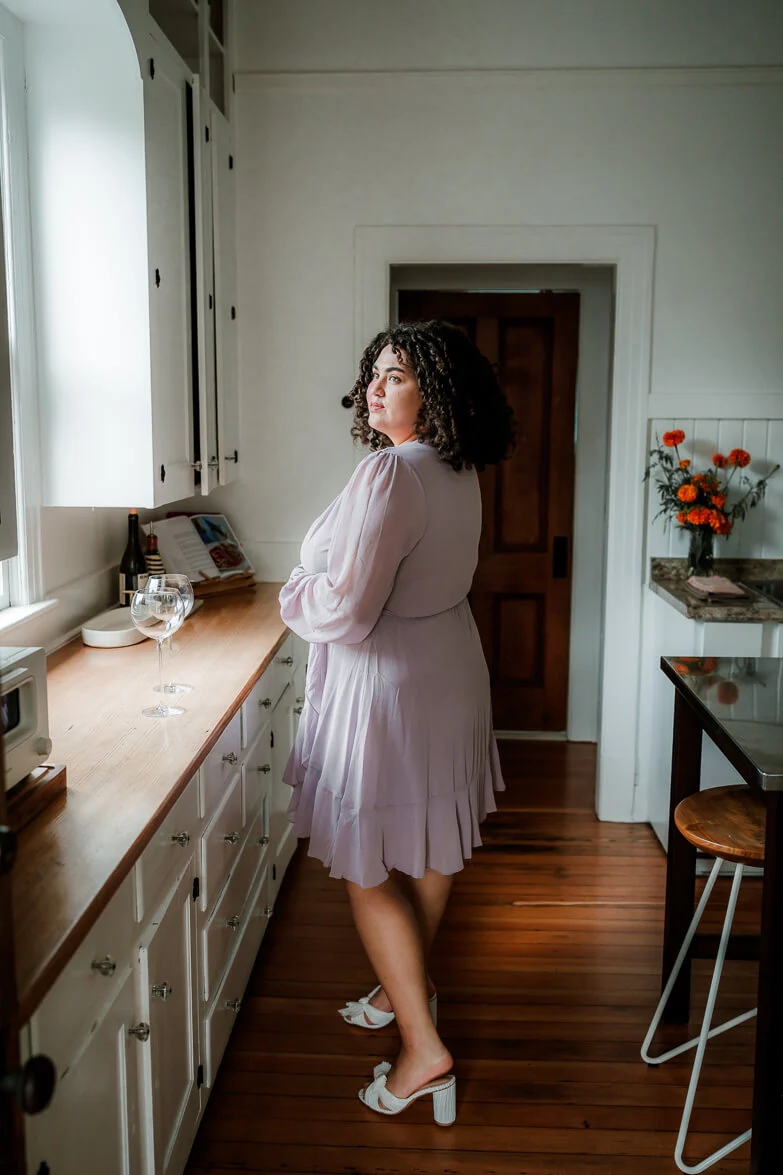 Leslie Mauve Wrap Mini Dress