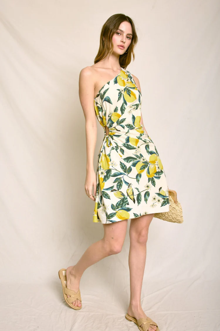 Ravello Lemon Print Mini Dress