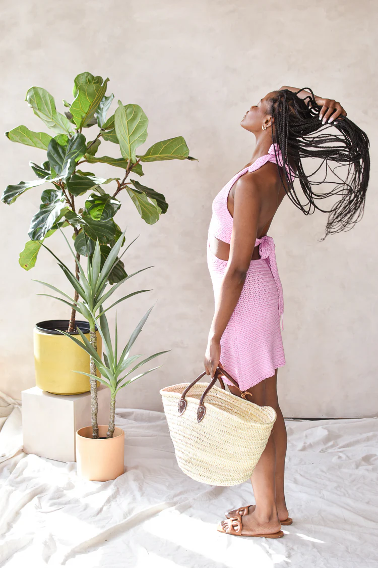 Margarita Pink Crochet Cutout Mini Dress - FINAL SALE