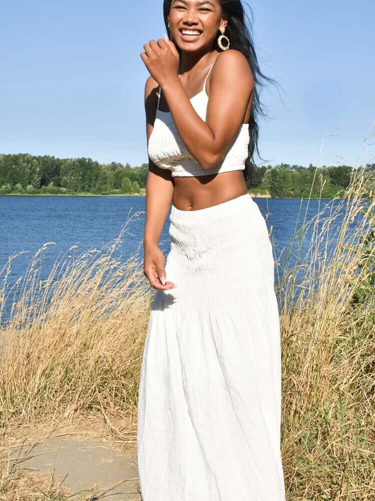 Gracie Cream Smocked Linen Two Piece Set - FINAL SALE