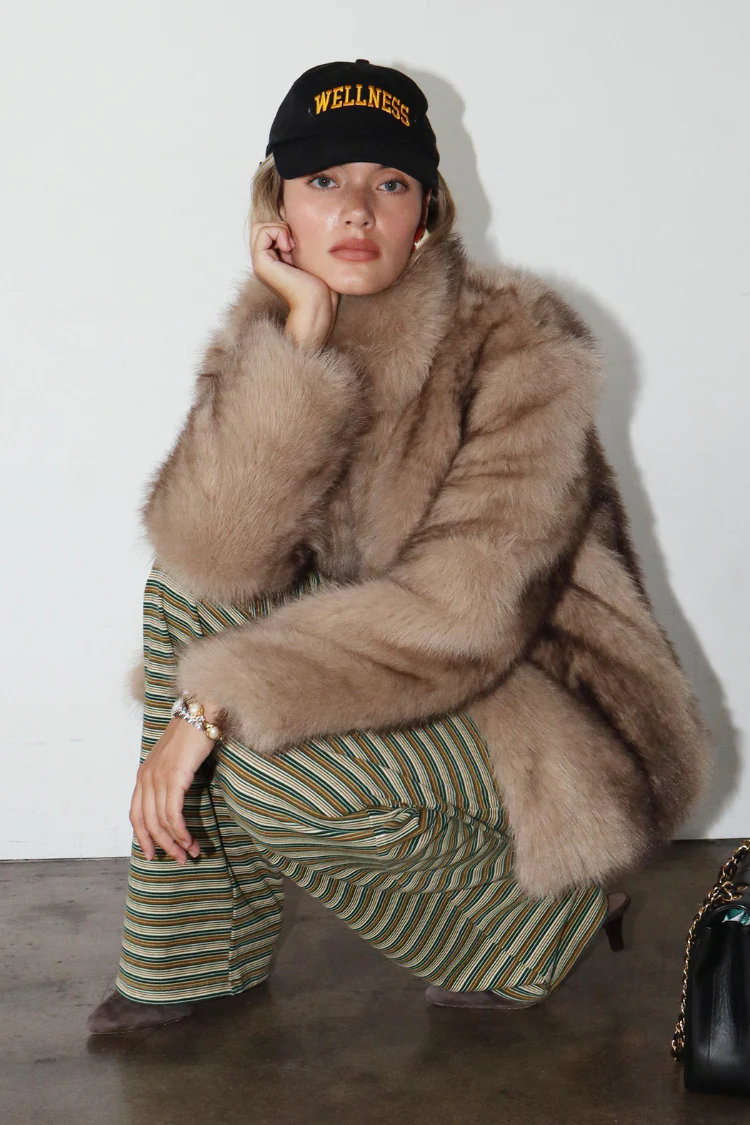 Faux Fur Collar Button Jacket