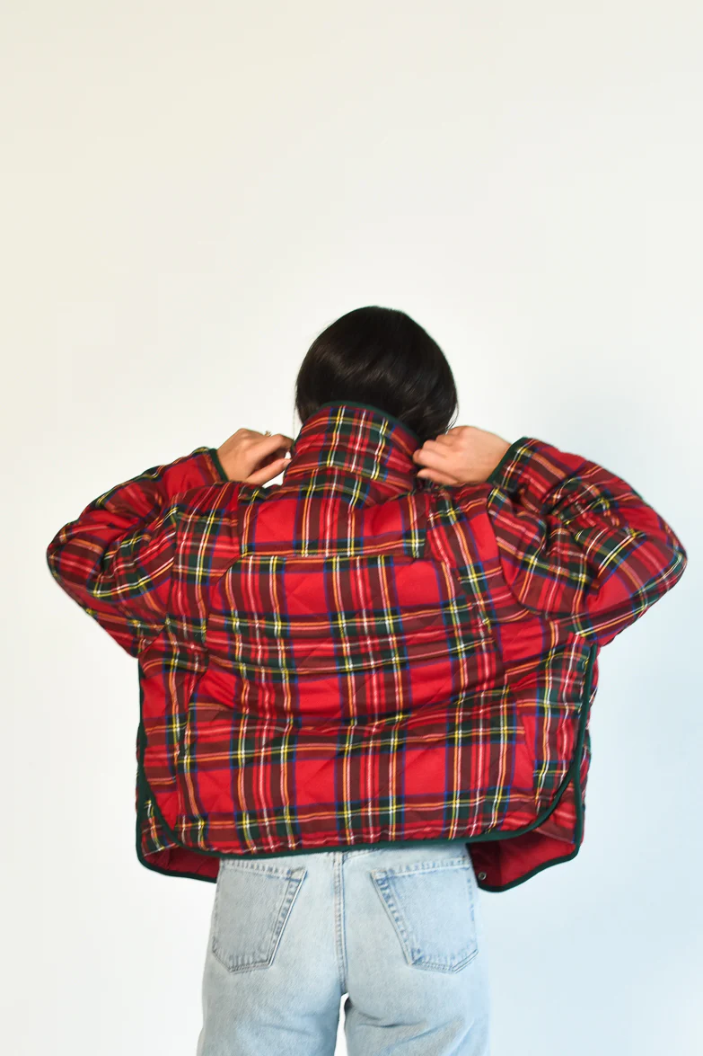 Holiday Cheer Red Tartan Plaid Jacket