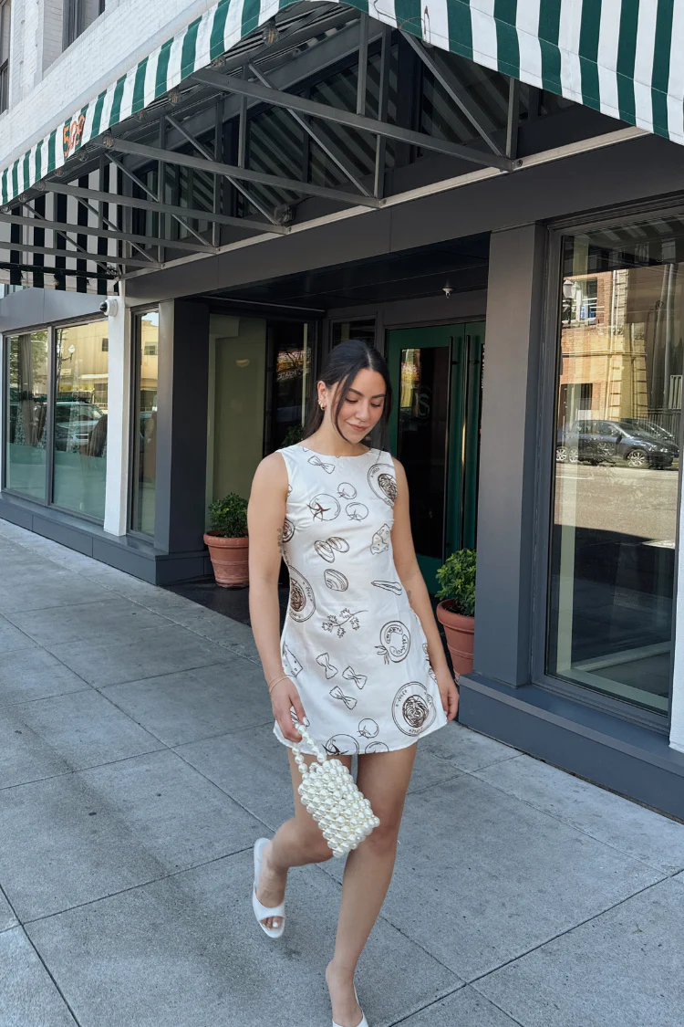 Italian Dreams Satin Sleeveless Mini Dress - Cream