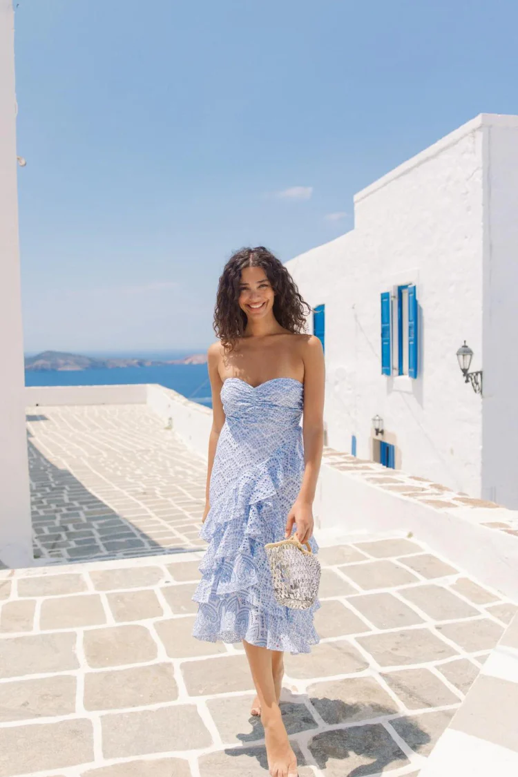 Flavie Dress Eyelet Blue - FINAL SALE