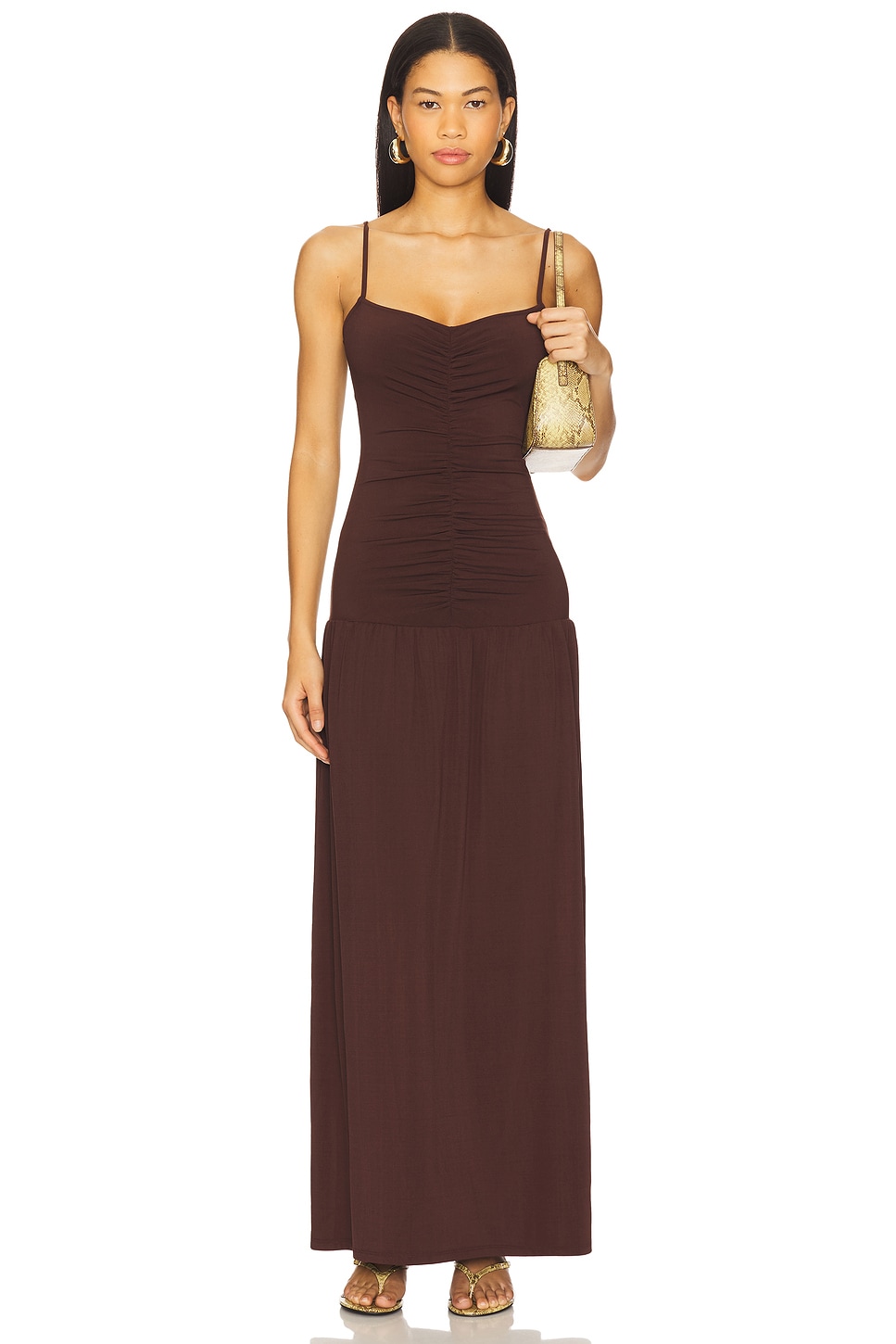Ruched Front Scoop Maxi Dress