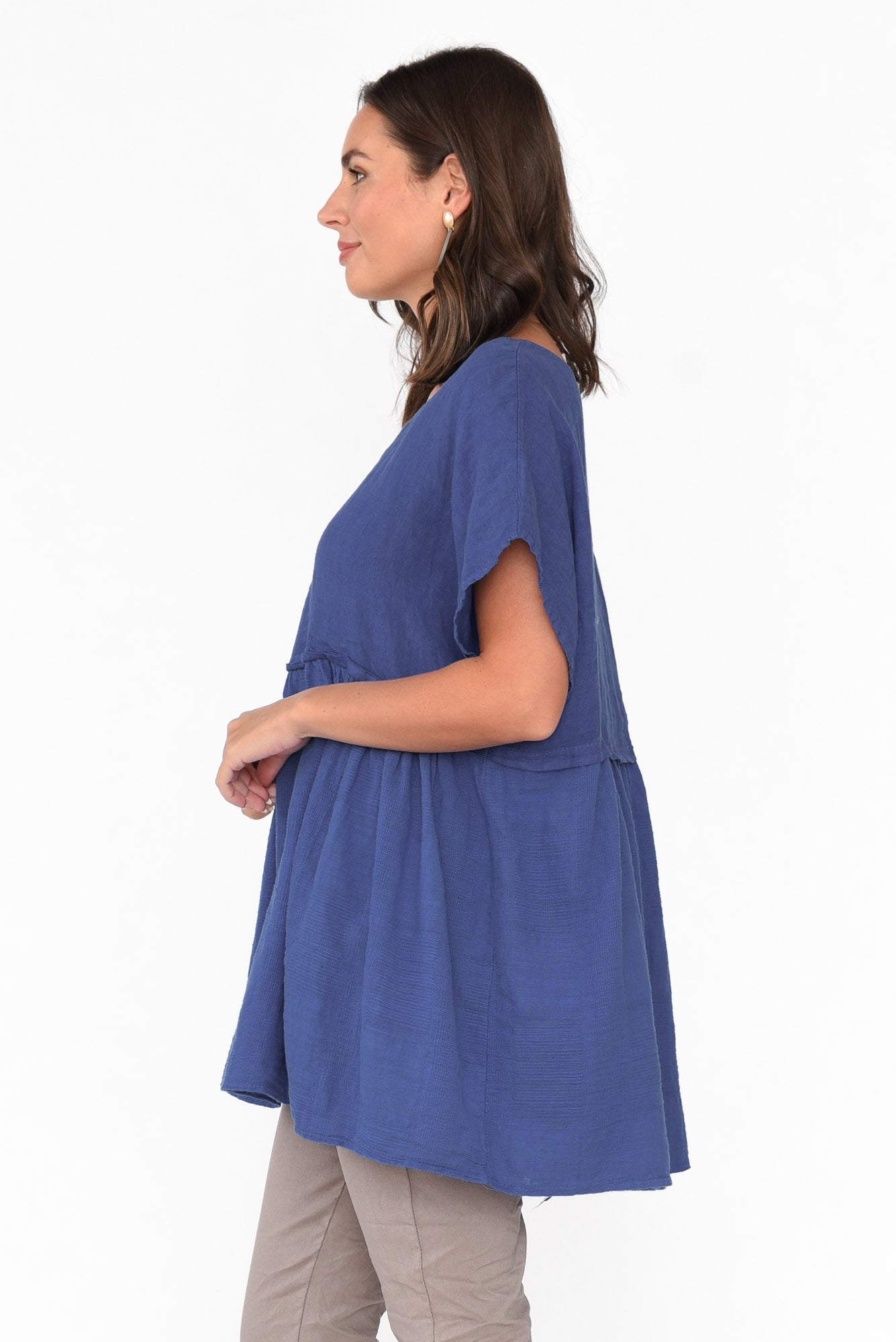 Sabre Cobalt Linen  Top
