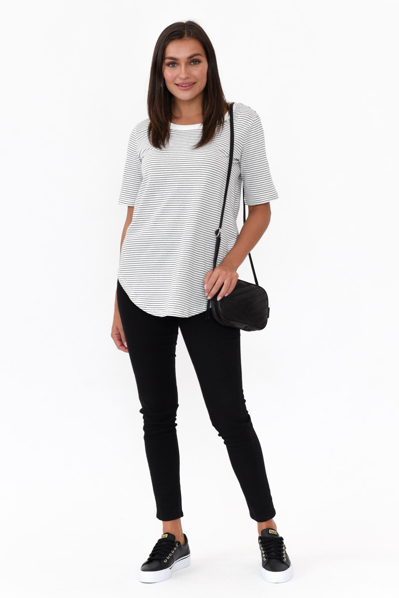 Ariana Black Stripe Cotton Tee