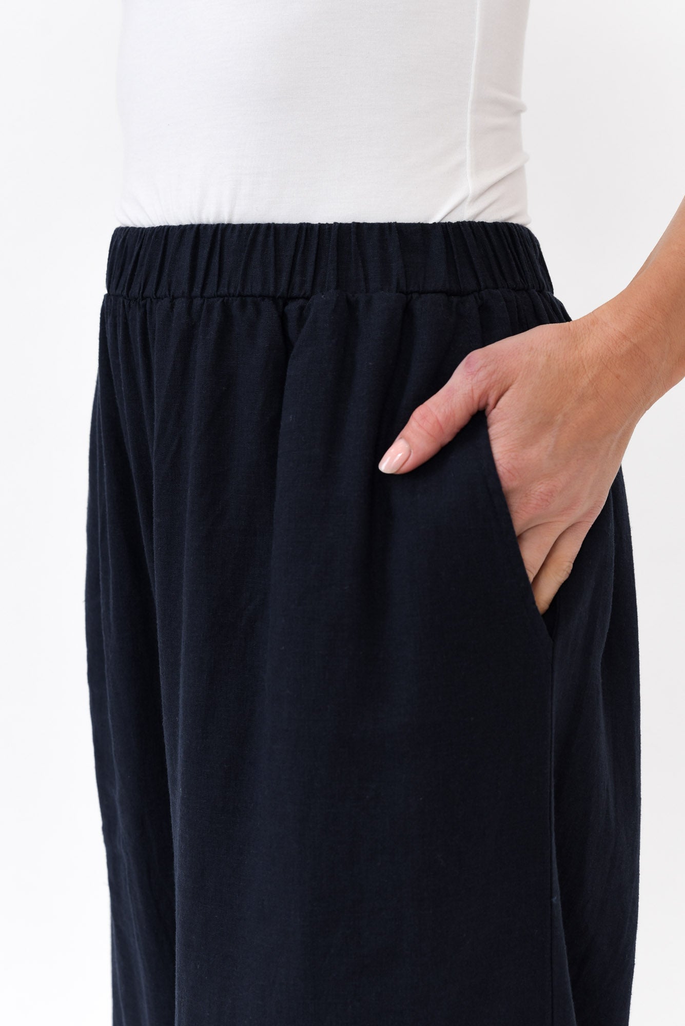 Colleen Navy Linen Wide Leg Pant
