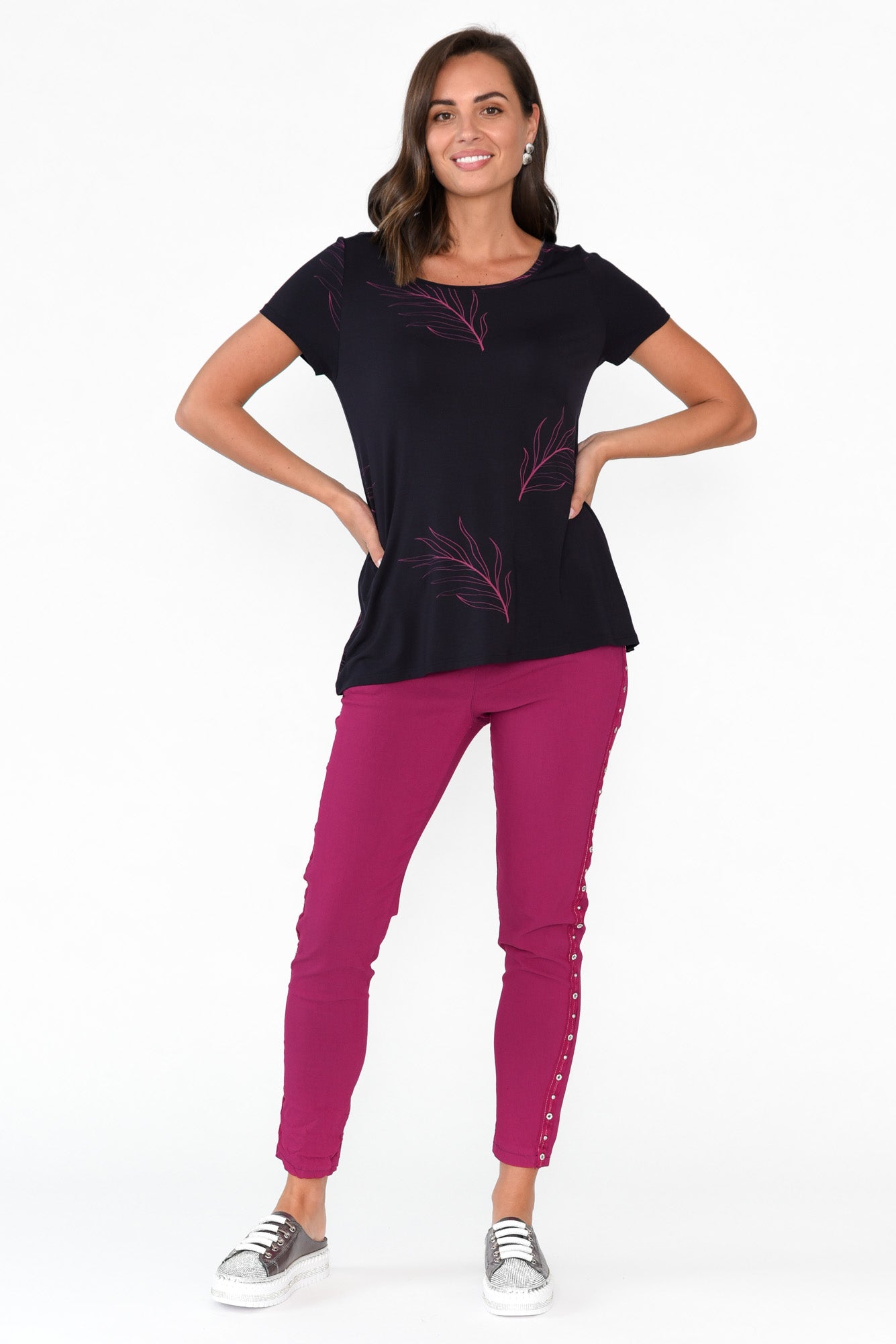 Navy Leaf Micro Modal Swing Tee
