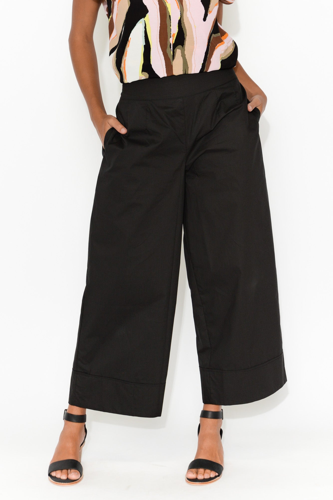 Bradie Black Cotton Wide Leg Pant