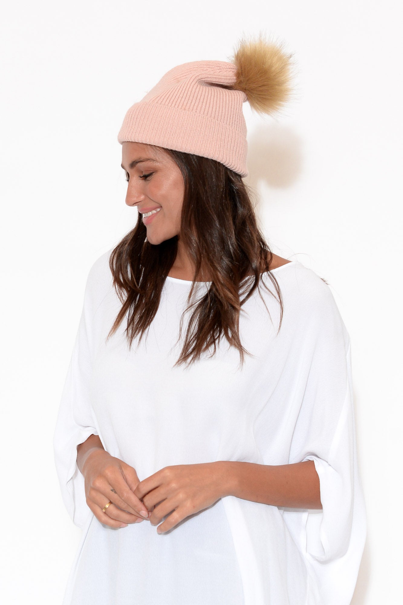 Paulie Pink Pom Pom Beanie