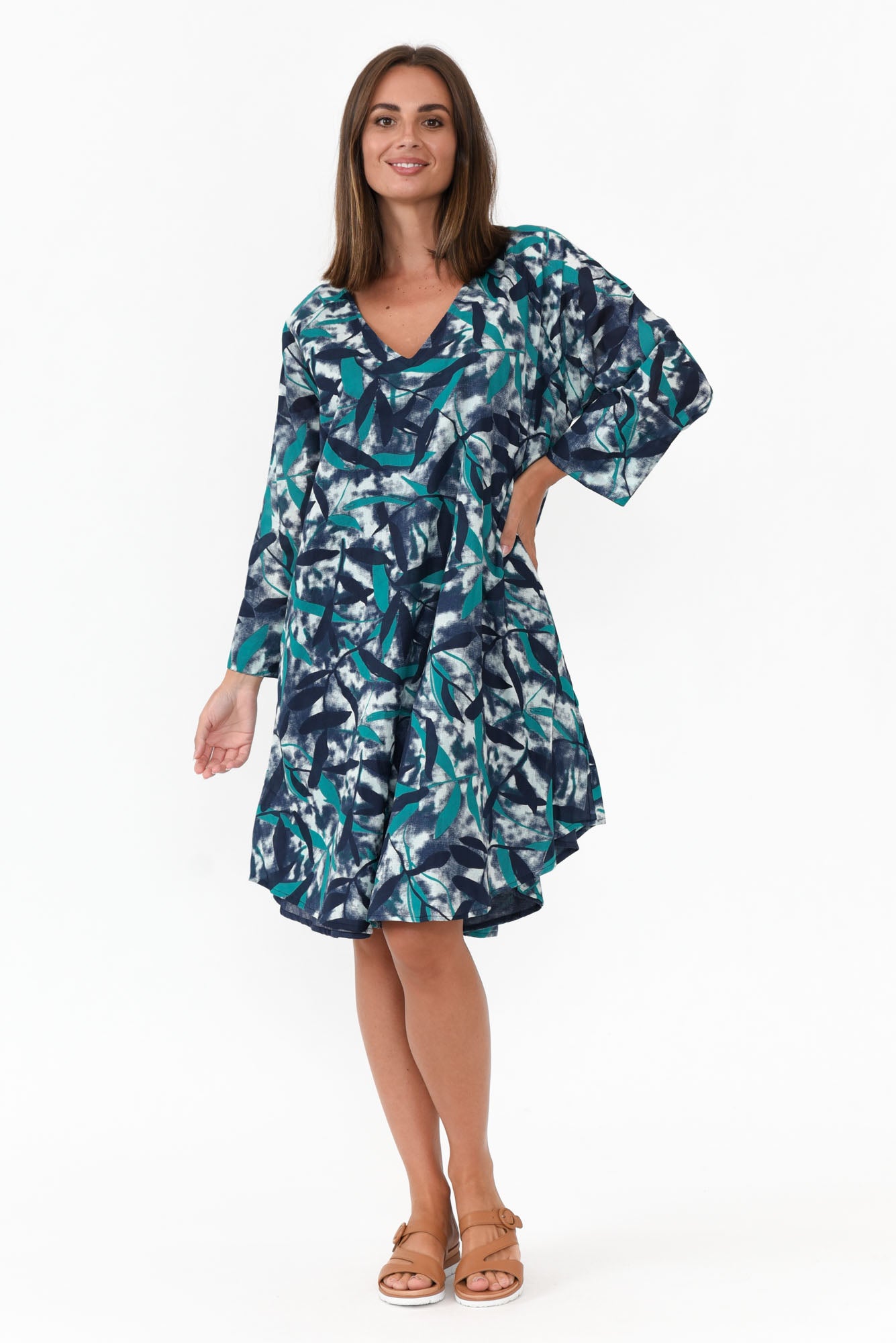 Proserpine Blue Leaf Cotton Tunic