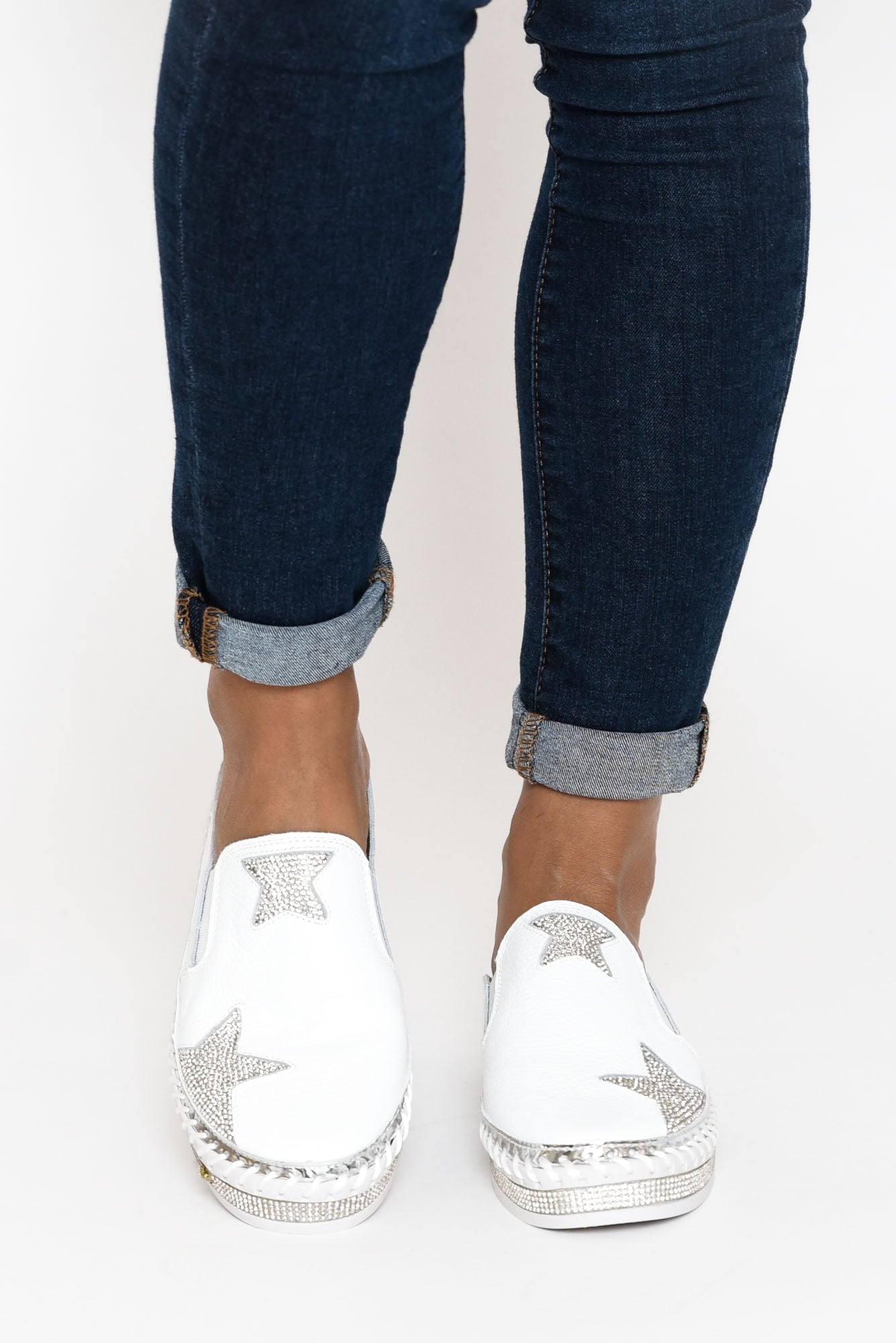 Brynn White Star Leather Mule