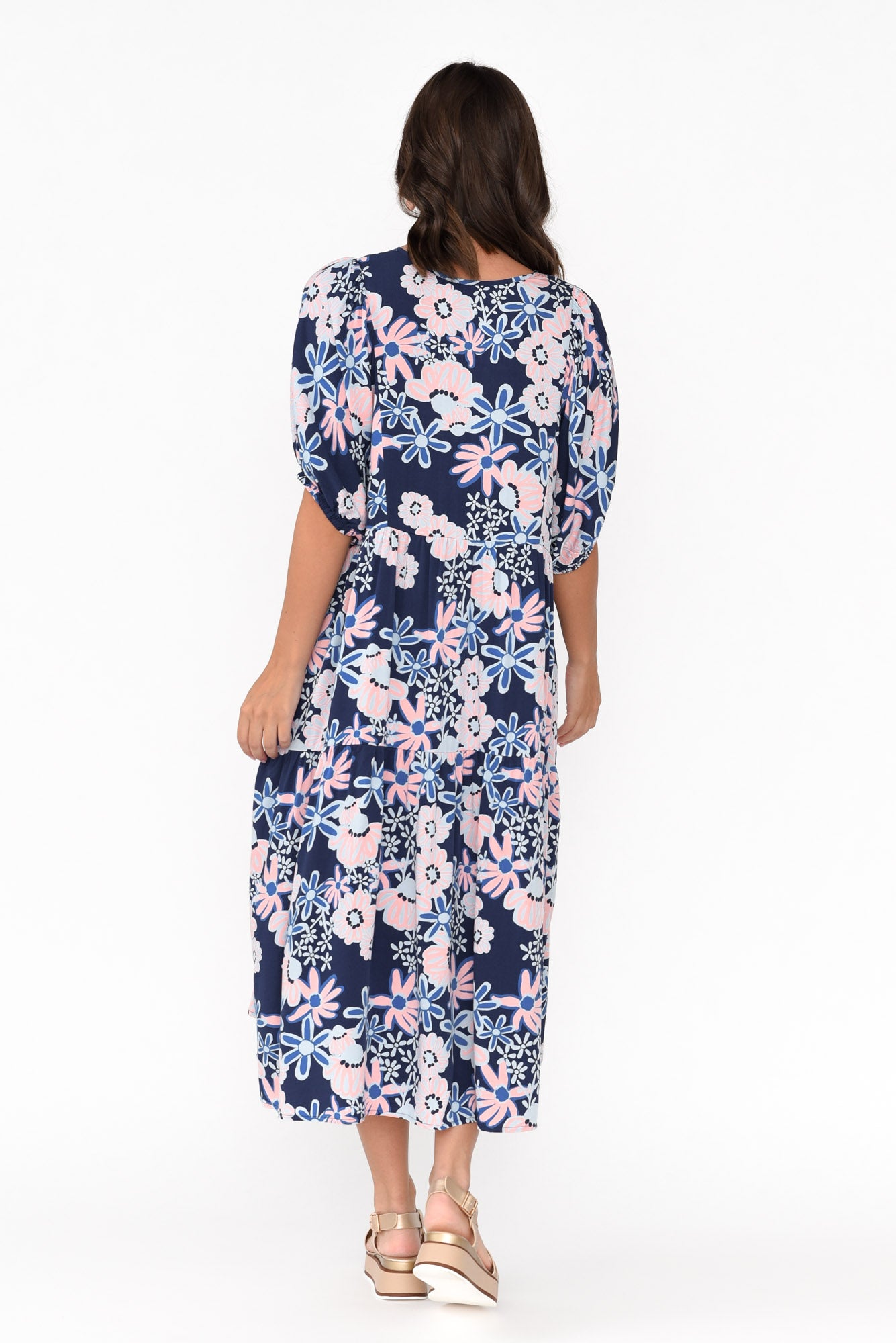 Rima Navy Floral Midi Dress