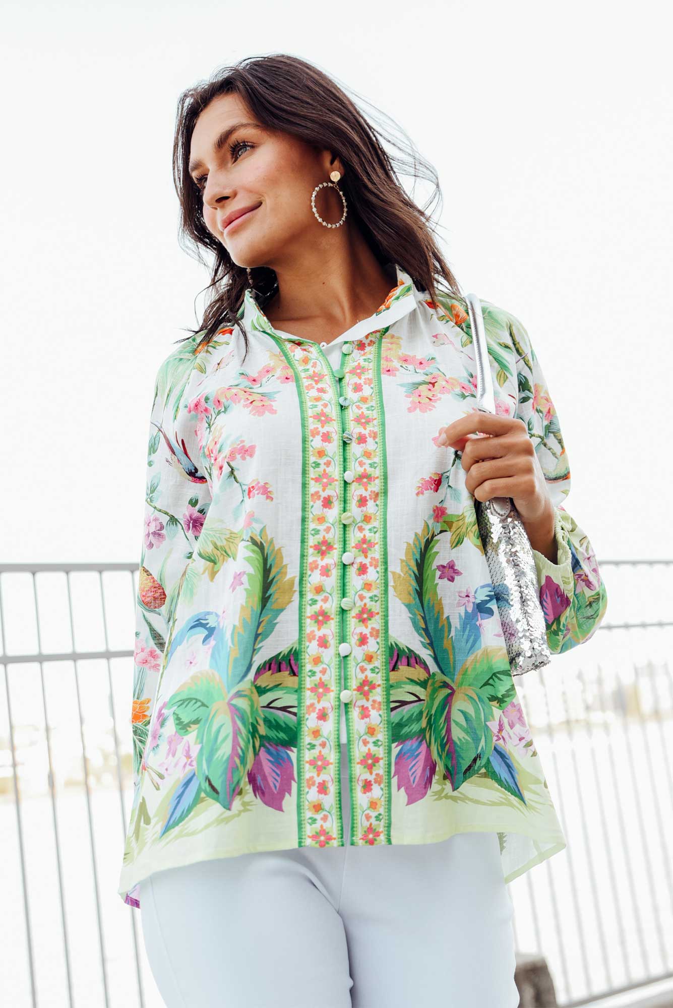 Cobana Green Tropical Cotton Shirt
