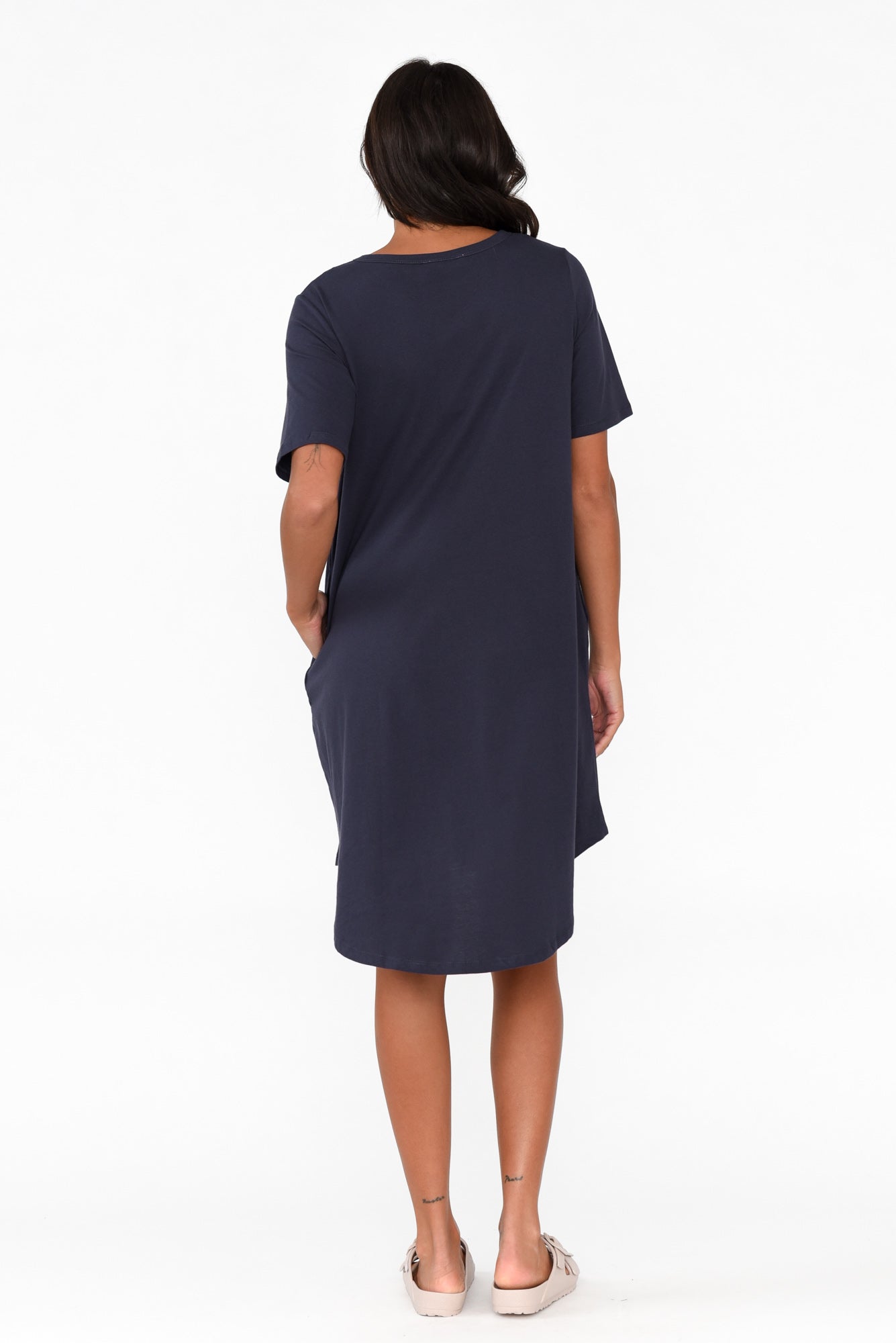 Nyree Navy Hi Lo Cotton Dress