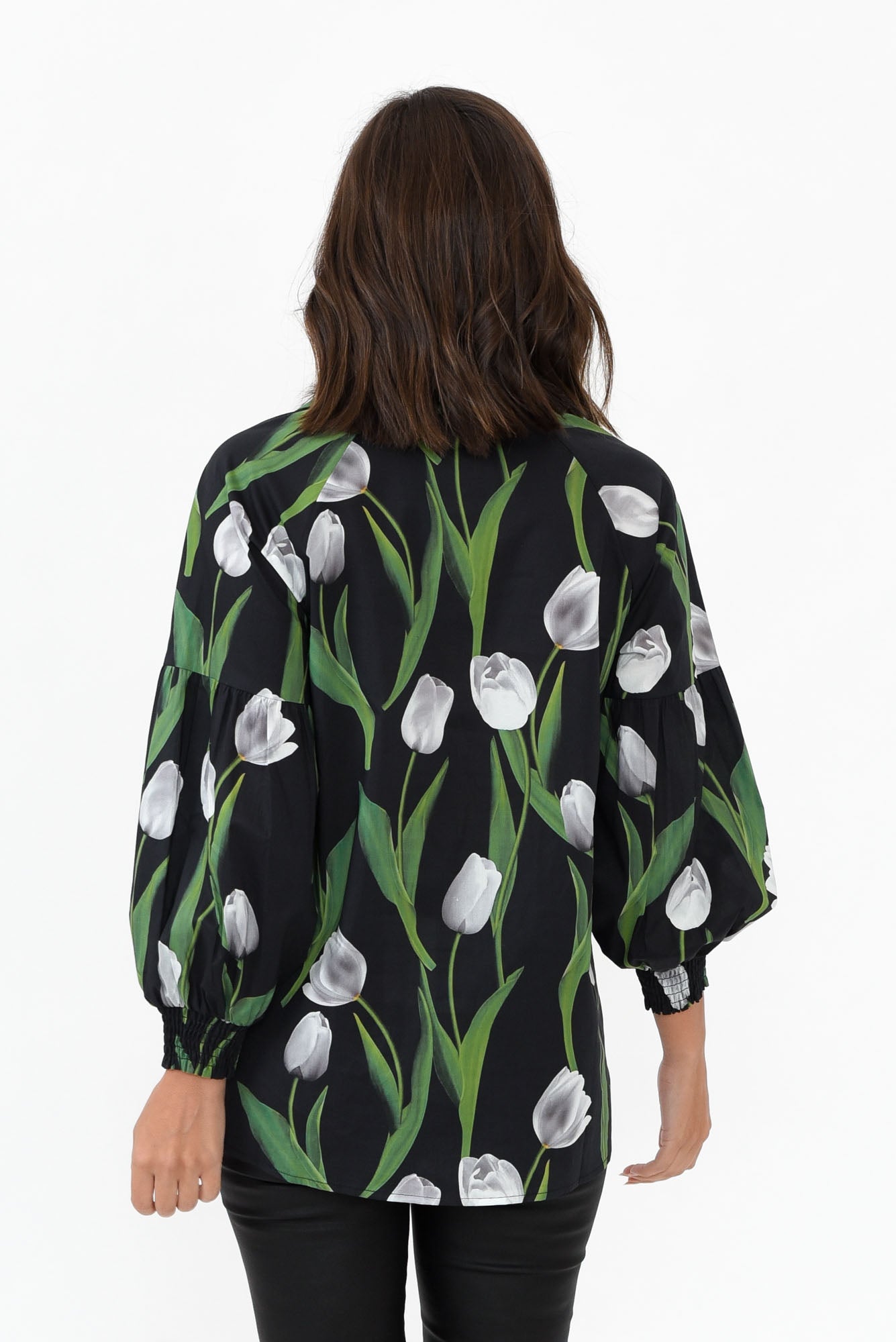 Zari Black Tulip Cotton Shirt