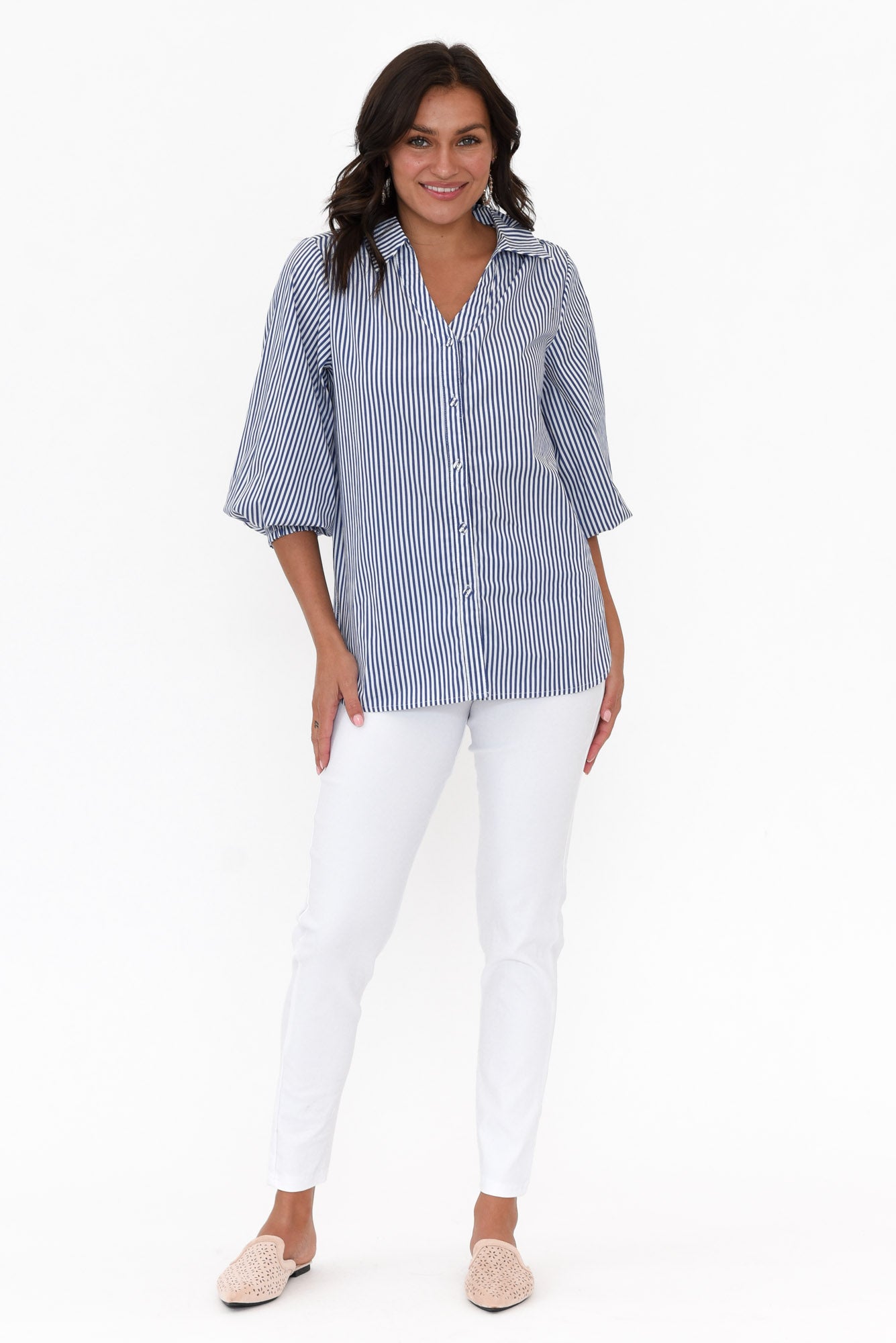 Troy Navy Stripe Cotton Shirt