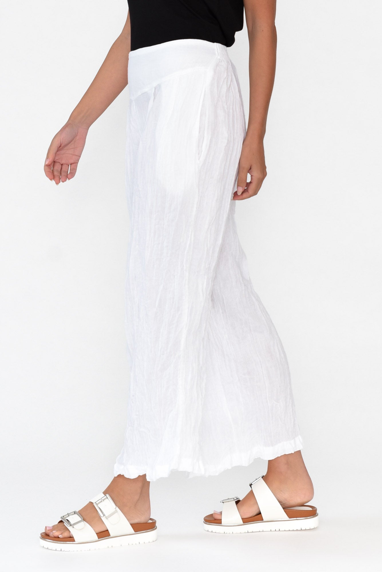 Costello White Crinkle Cotton Pant