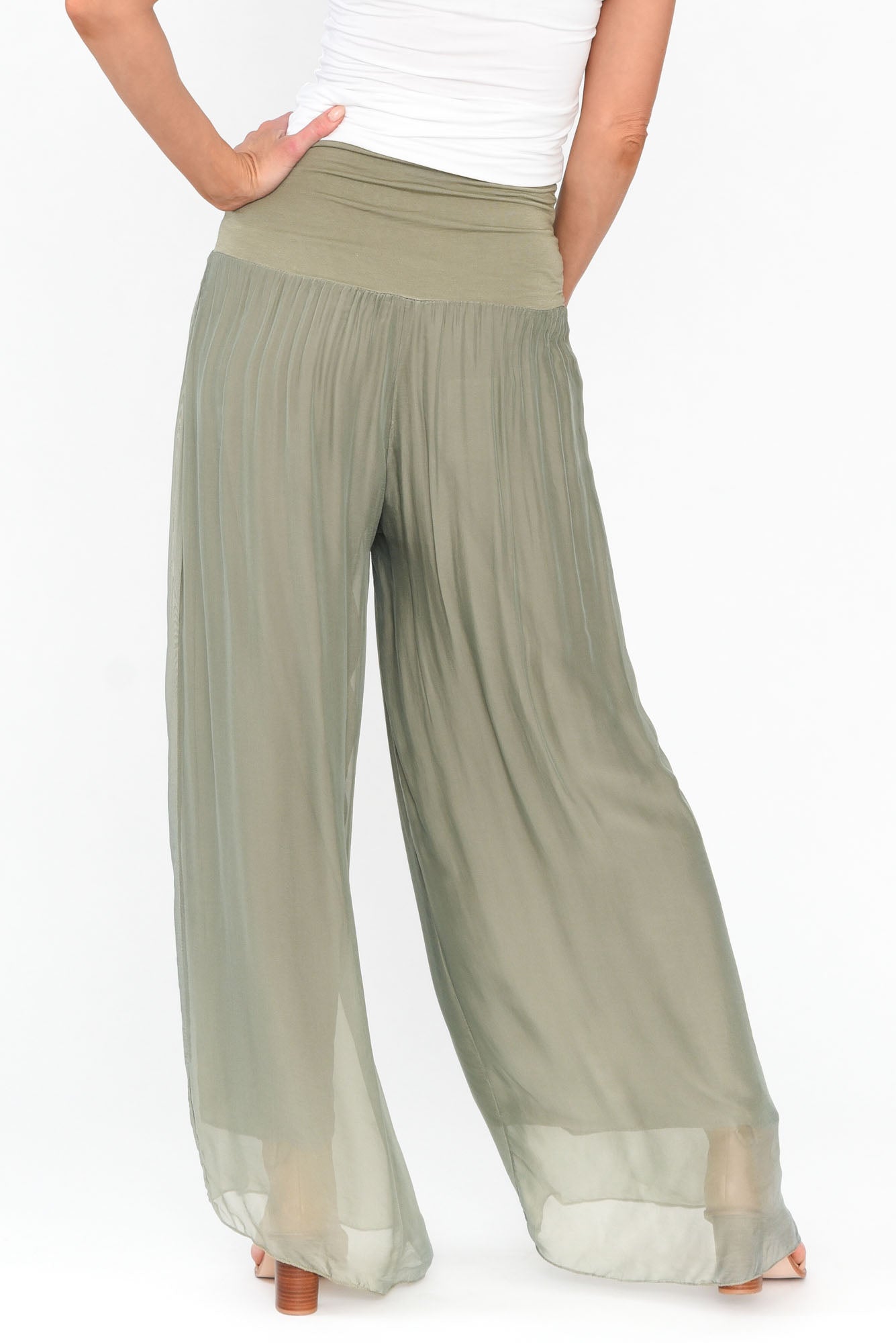 Vernon Sage Silk Wide Leg Pant