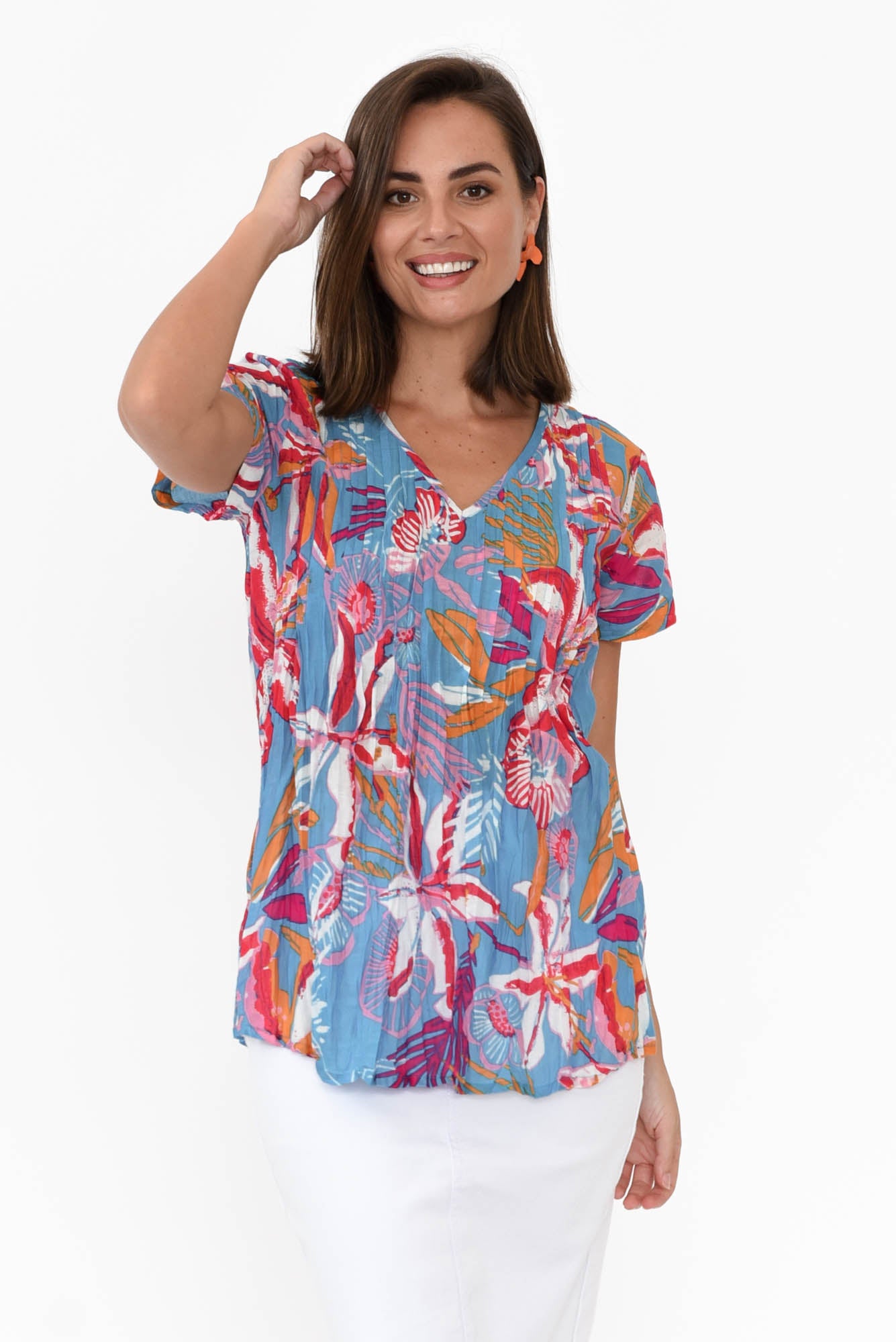 Fia Blue Tropical Cotton Top