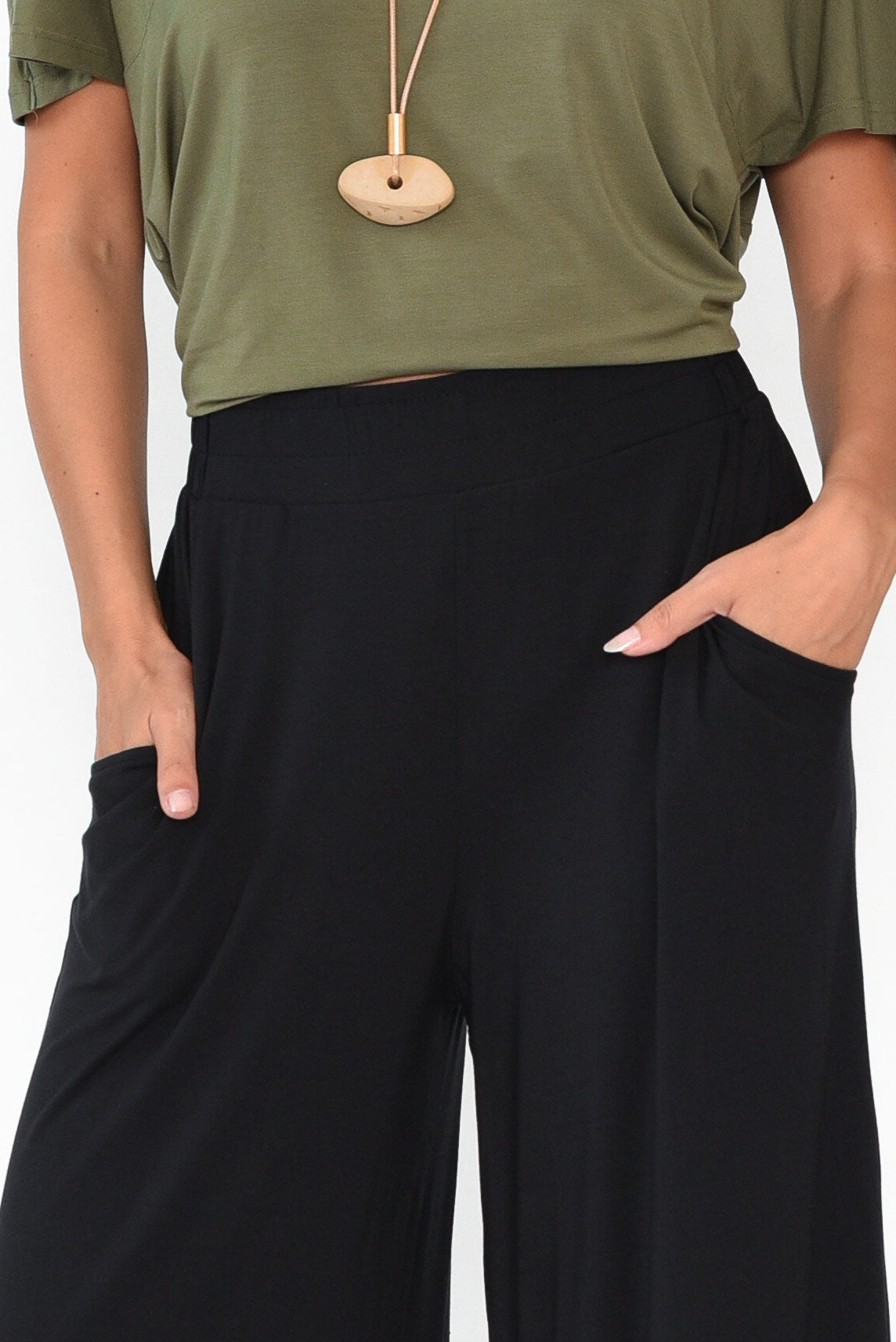 Lola Black Micro Modal Wide Leg Pant