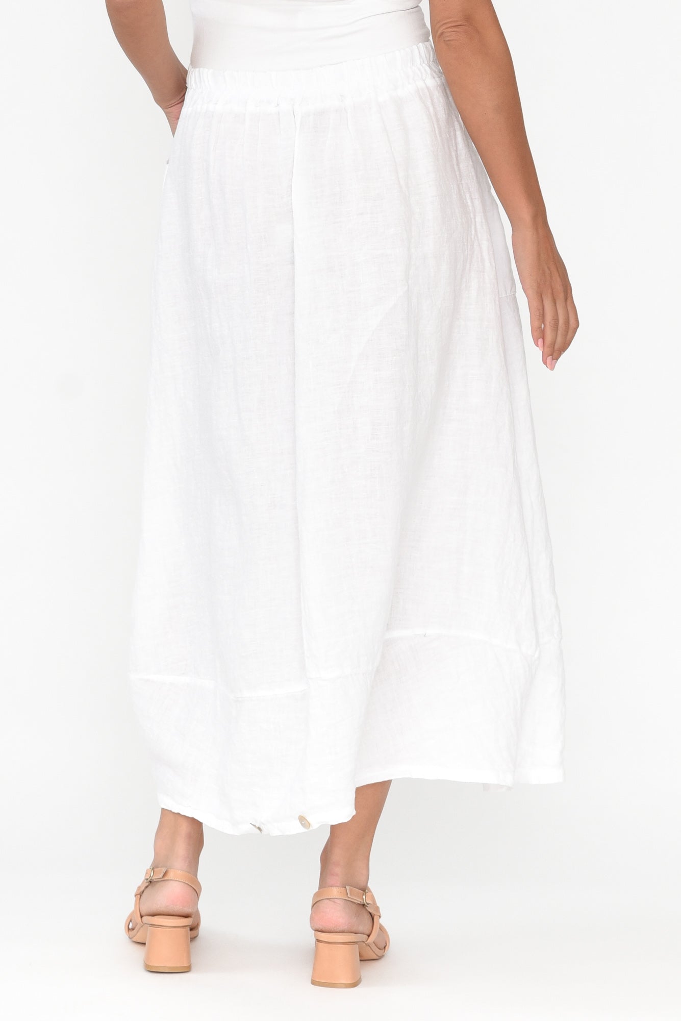 Lisette White Linen Pocket Skirt