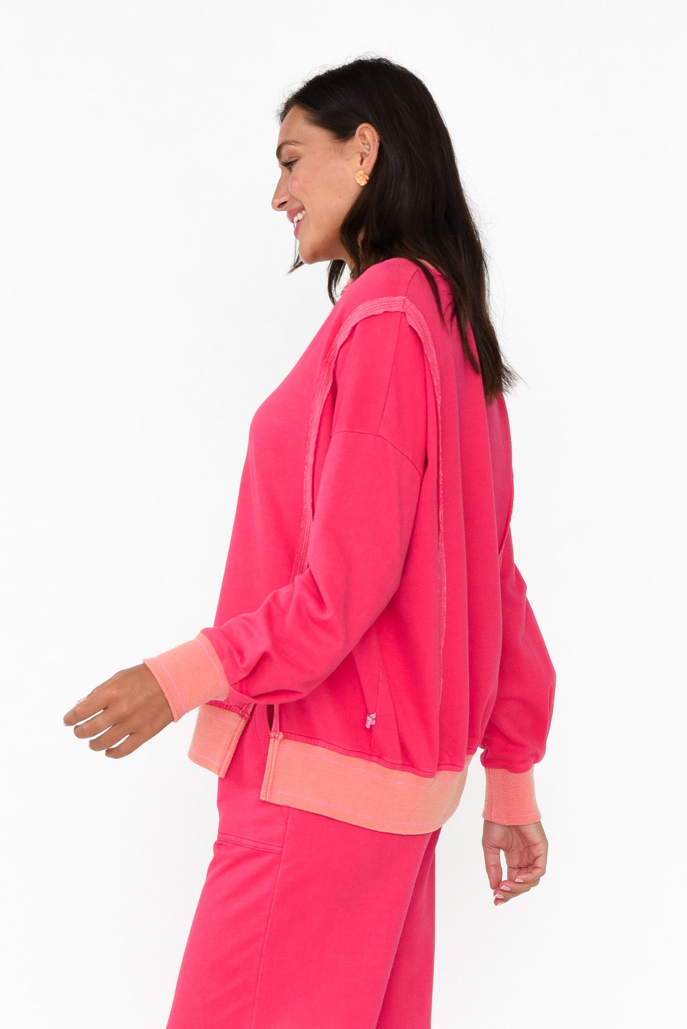 Linnea Hot Pink V Split Jumper