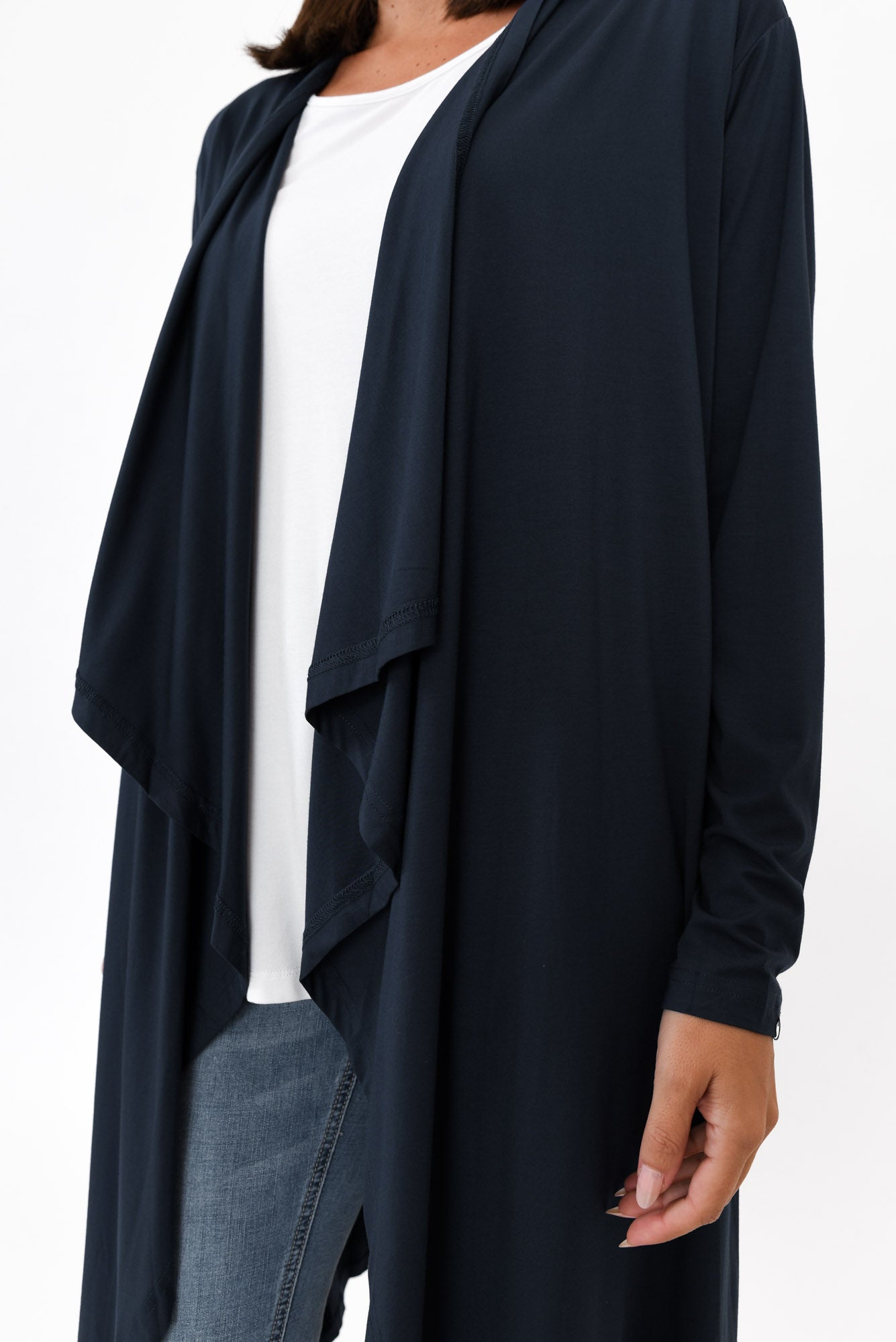 Leanna Navy Bamboo Waterfall Cardigan