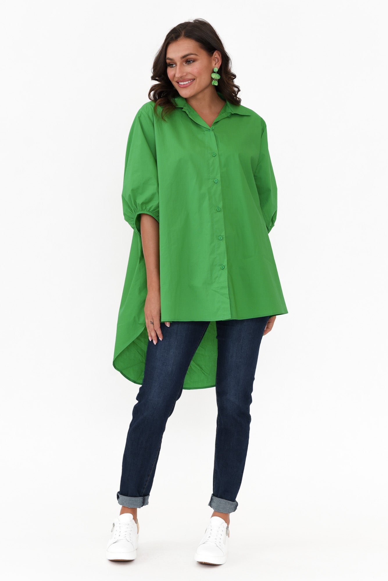 Sadie Green Cotton Tunic Top
