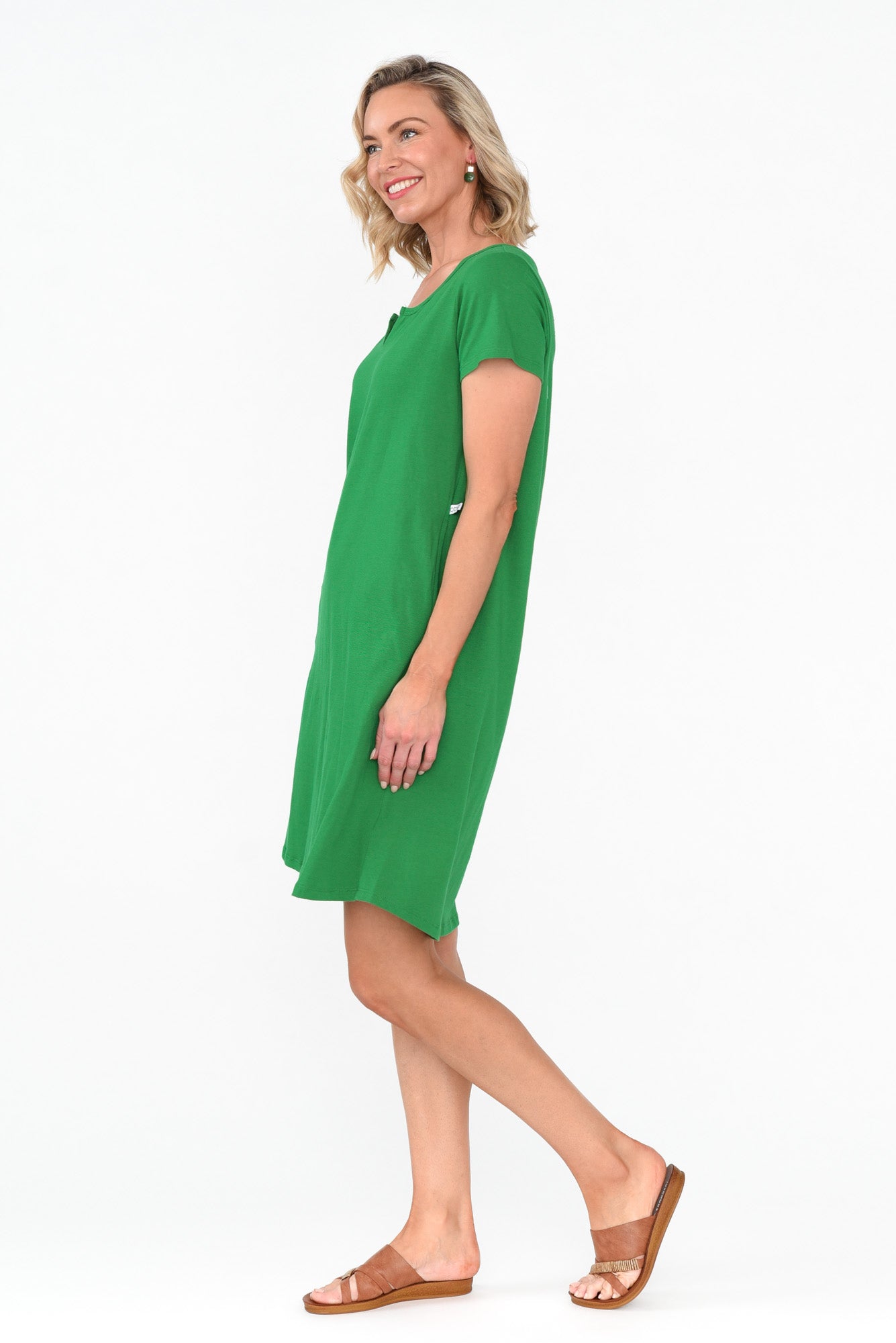 Mandy Green Cotton Tee Dress
