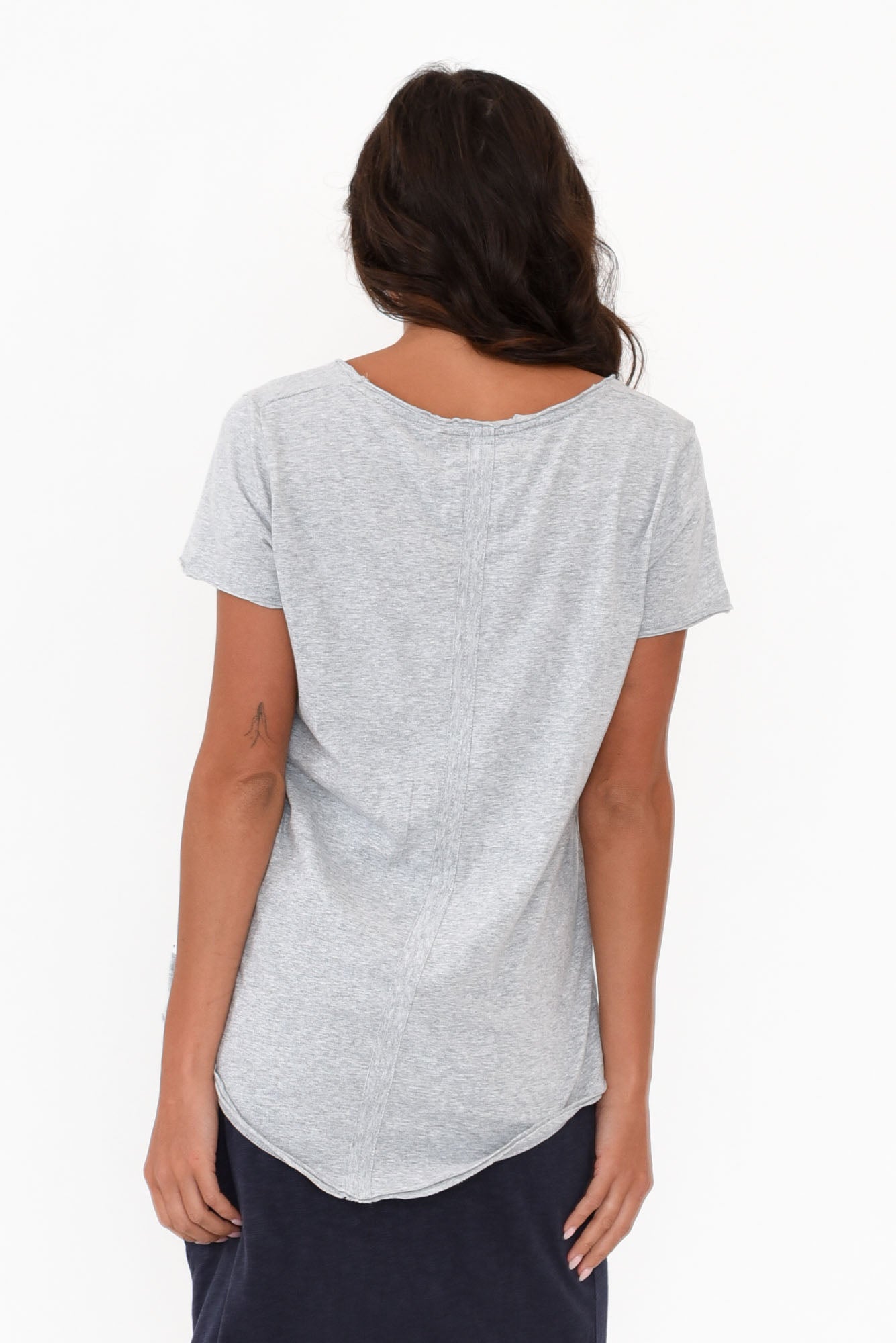 Grey Cotton Fundamental Vee Tee