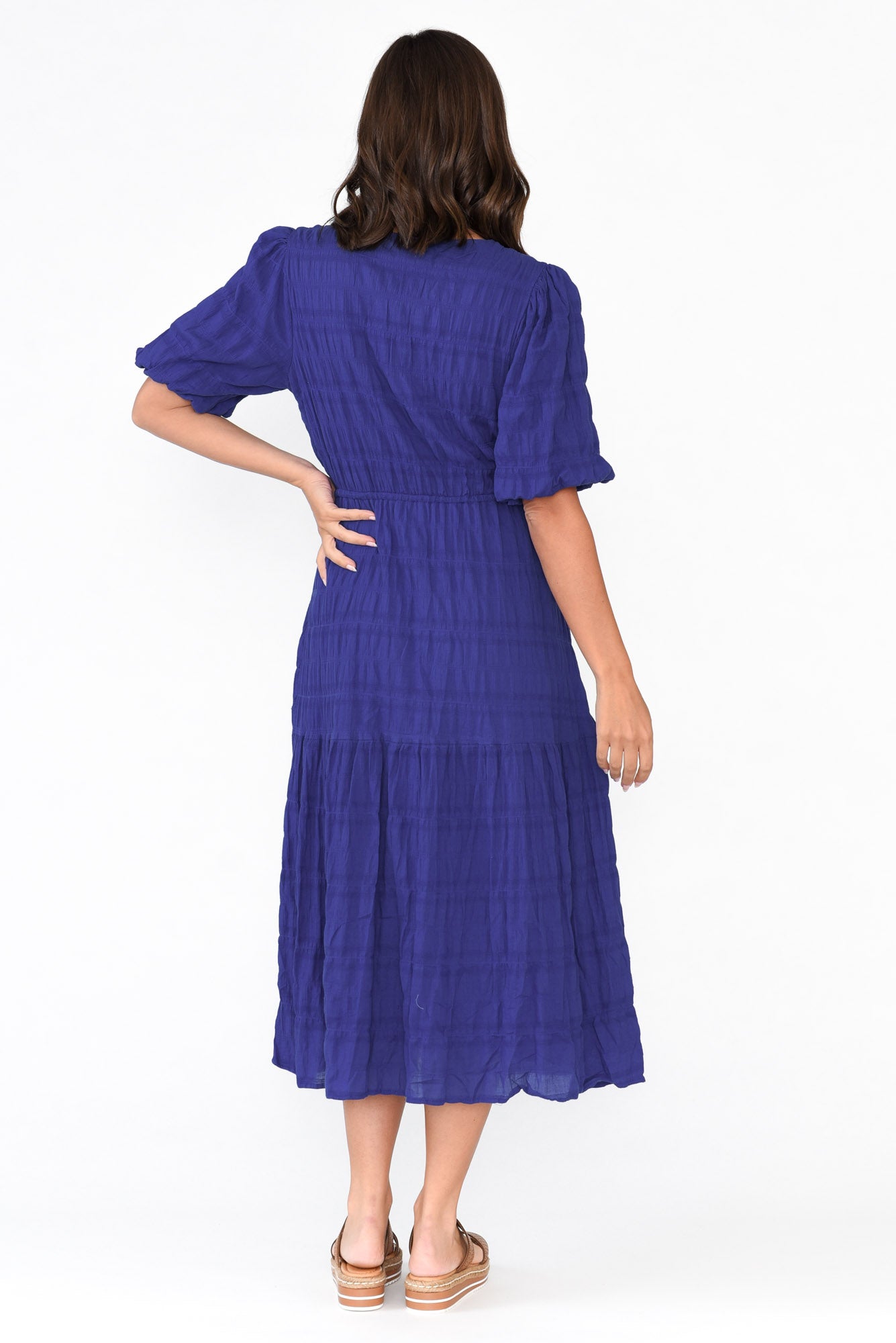 Rava Cobalt Cotton Tie Dress