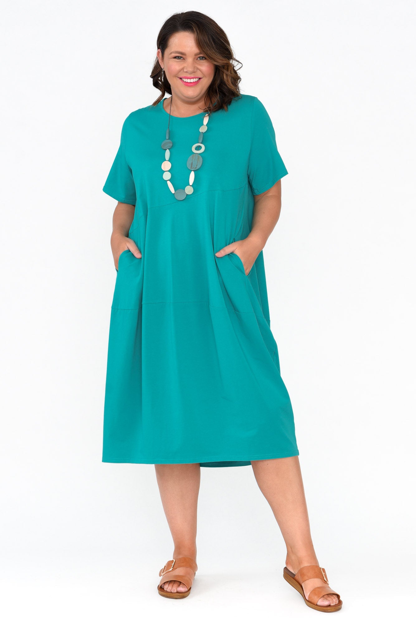 Morgan Aqua Diagonal Seam Dress