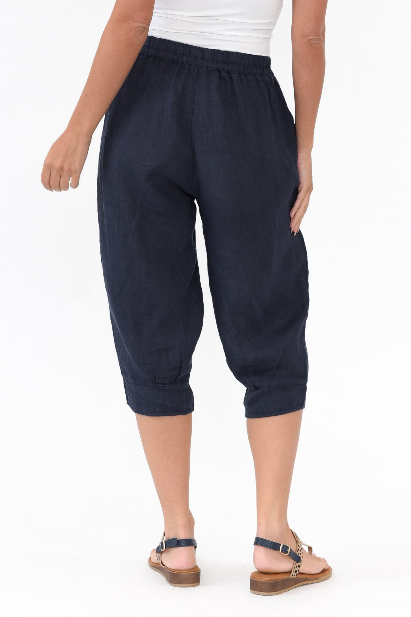 Carmichael Navy Linen Capri Pant