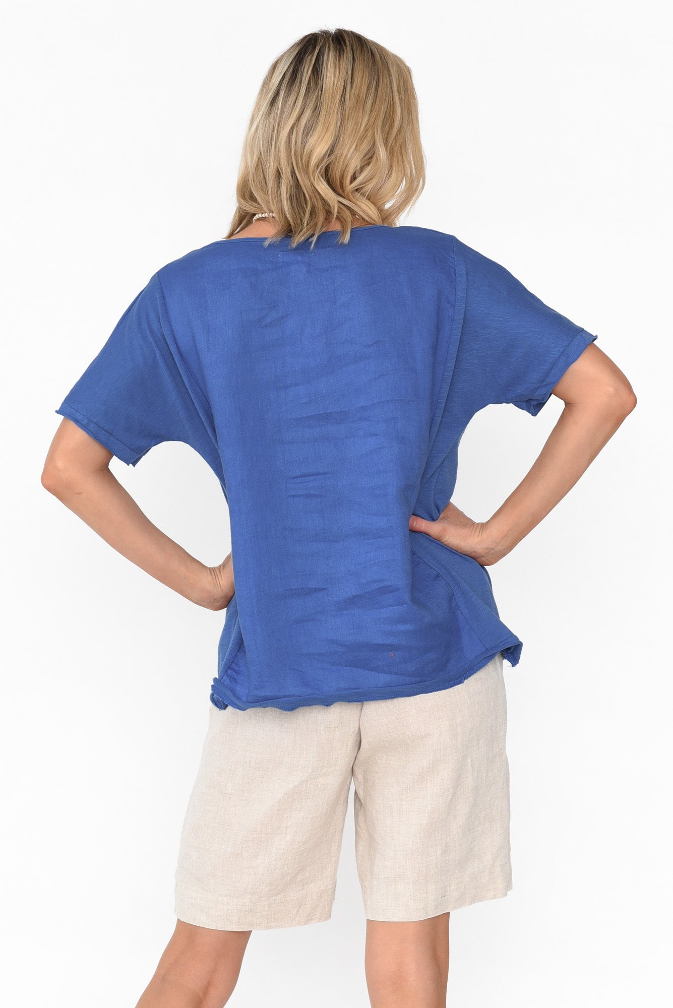 Ishana Cobalt Linen Cotton Top