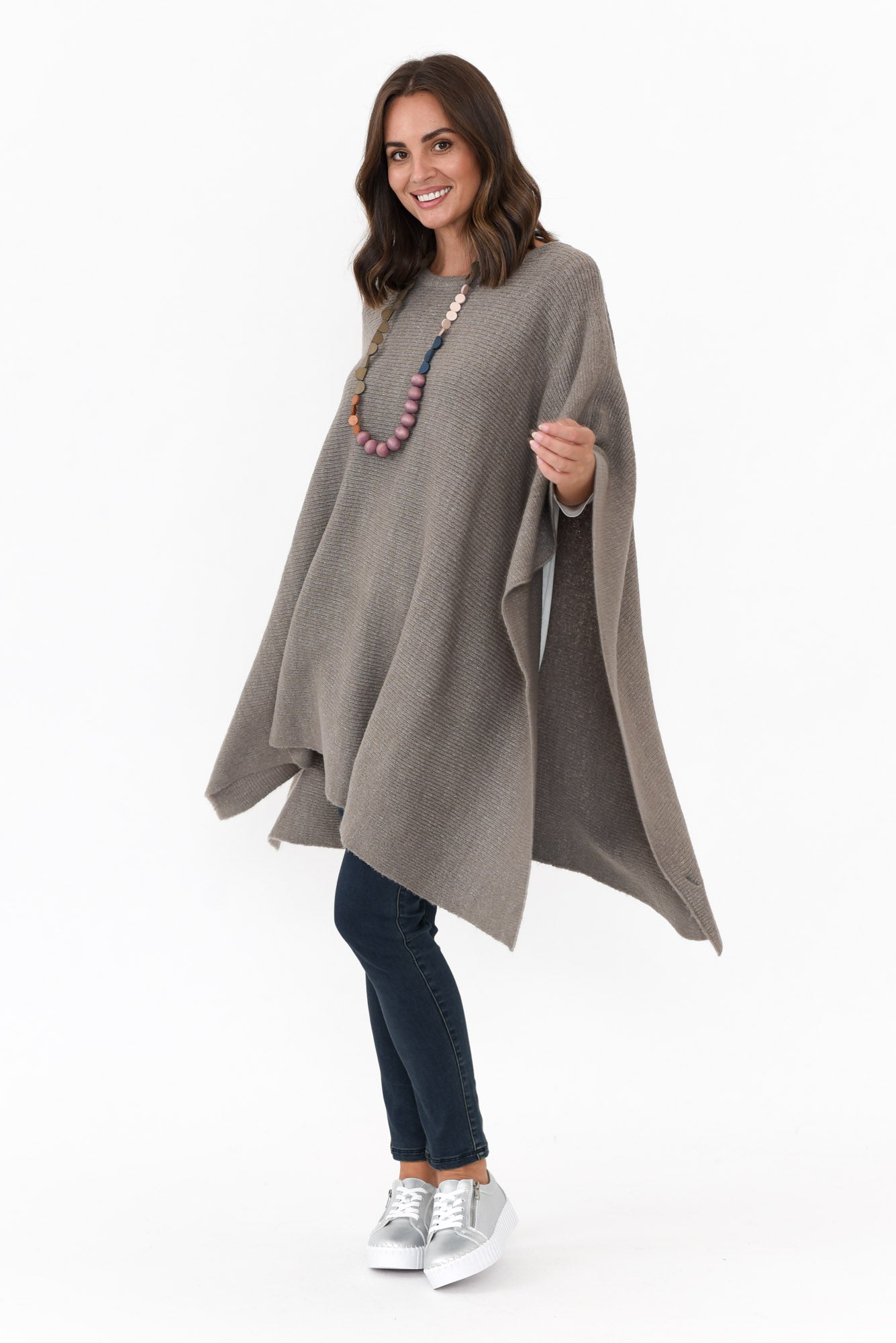 Addie Grey Wool Blend Poncho