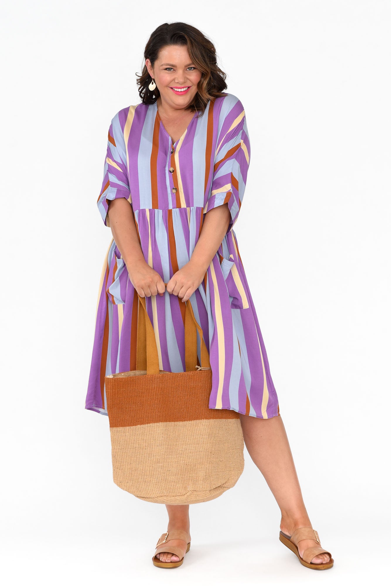 Electra Purple Stripe Pocket Dress