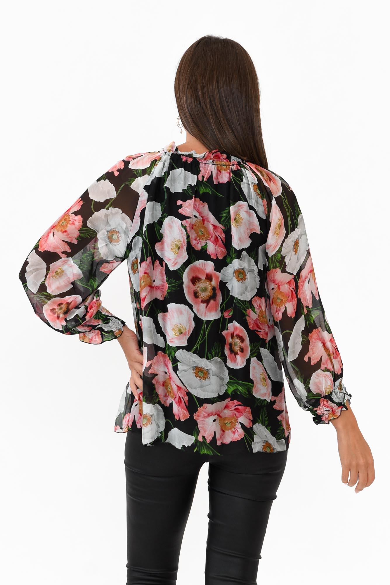 Eliska Black Floral Silk Top