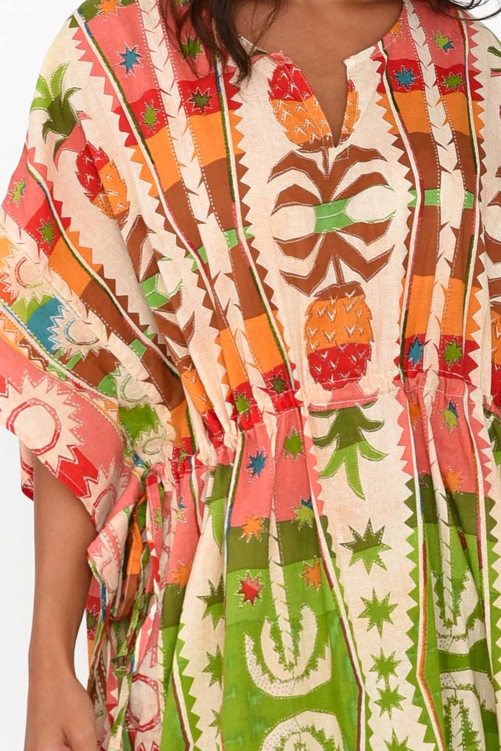 Chico Tropical Cotton Drawstring Kaftan
