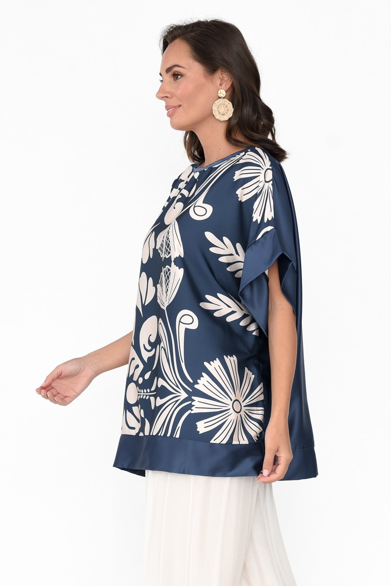 Terni Blue Floral Gloss Top