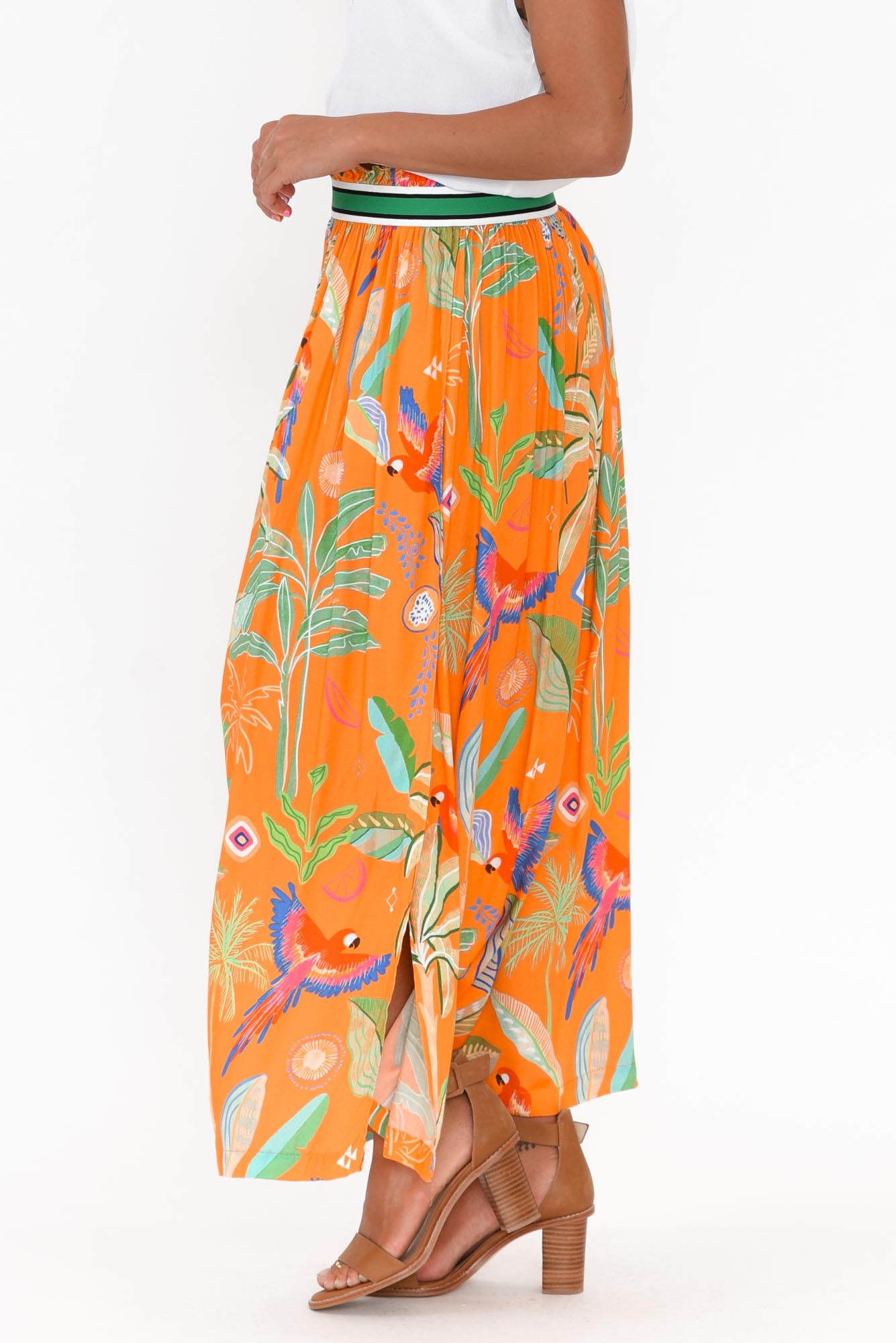 Camille Orange Tropical Maxi Skirt