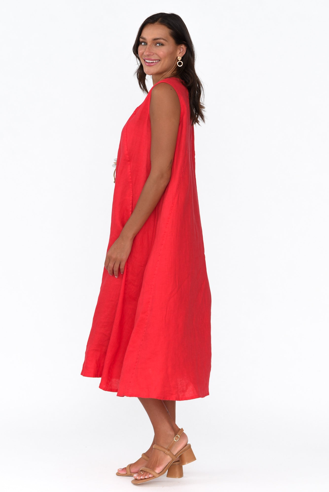 Brielle Red Linen Dress