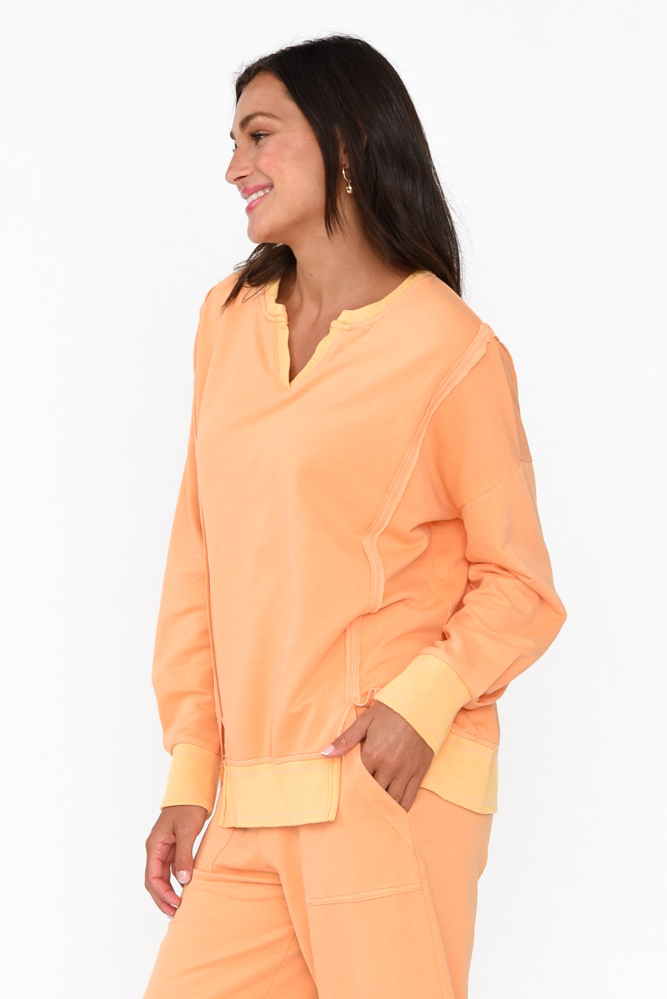 Linnea Orange V Split Jumper